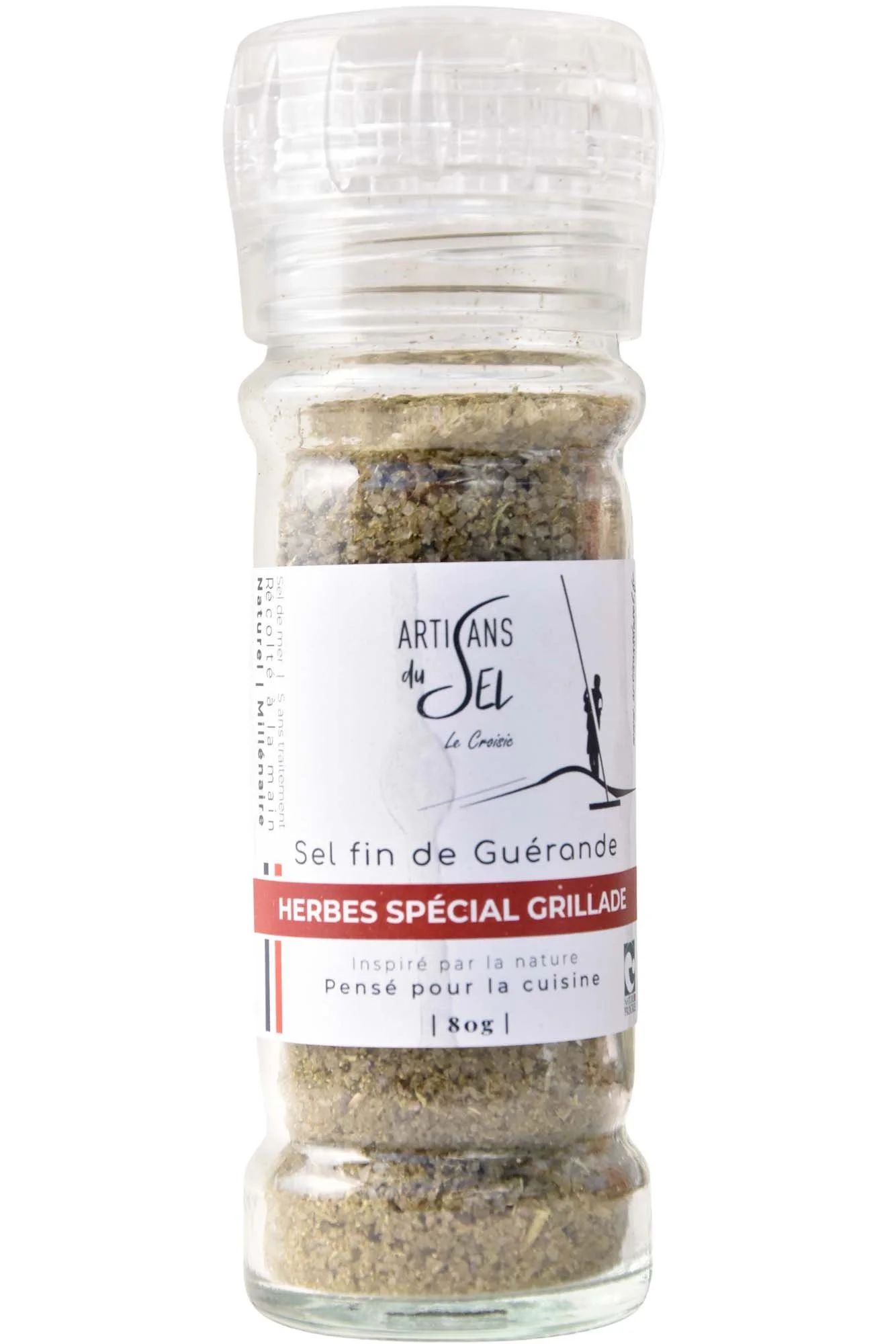 Sel fin de Guérande Spécial Grillage – Moulin Rechargeable 80g – Artisans du Sel