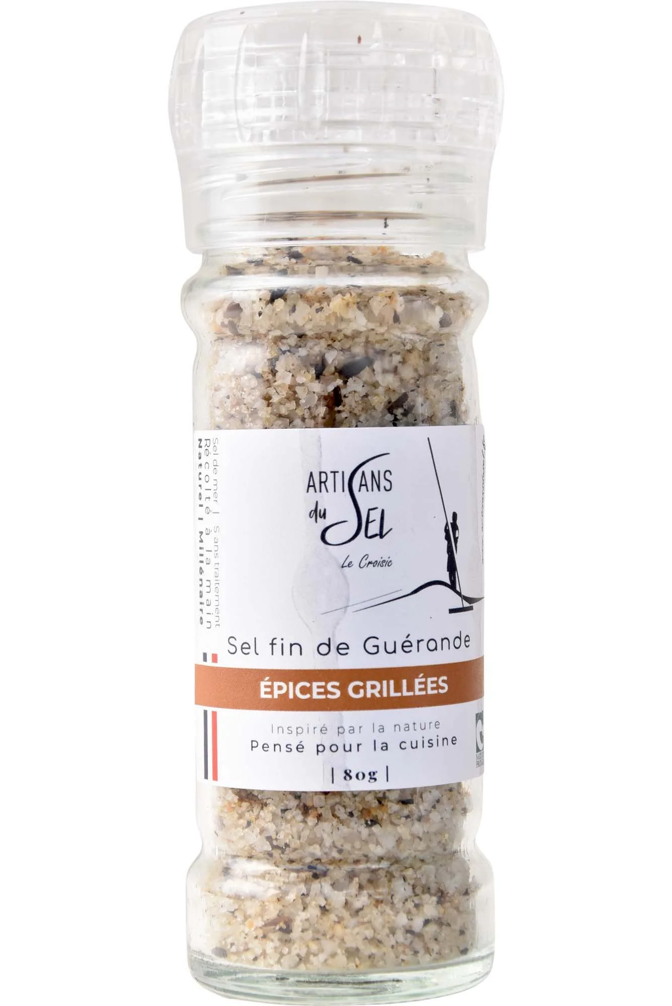 Sel fin de Guérande aux Épices Grillées – Moulin rechargeable 80g – Artisans du Sel