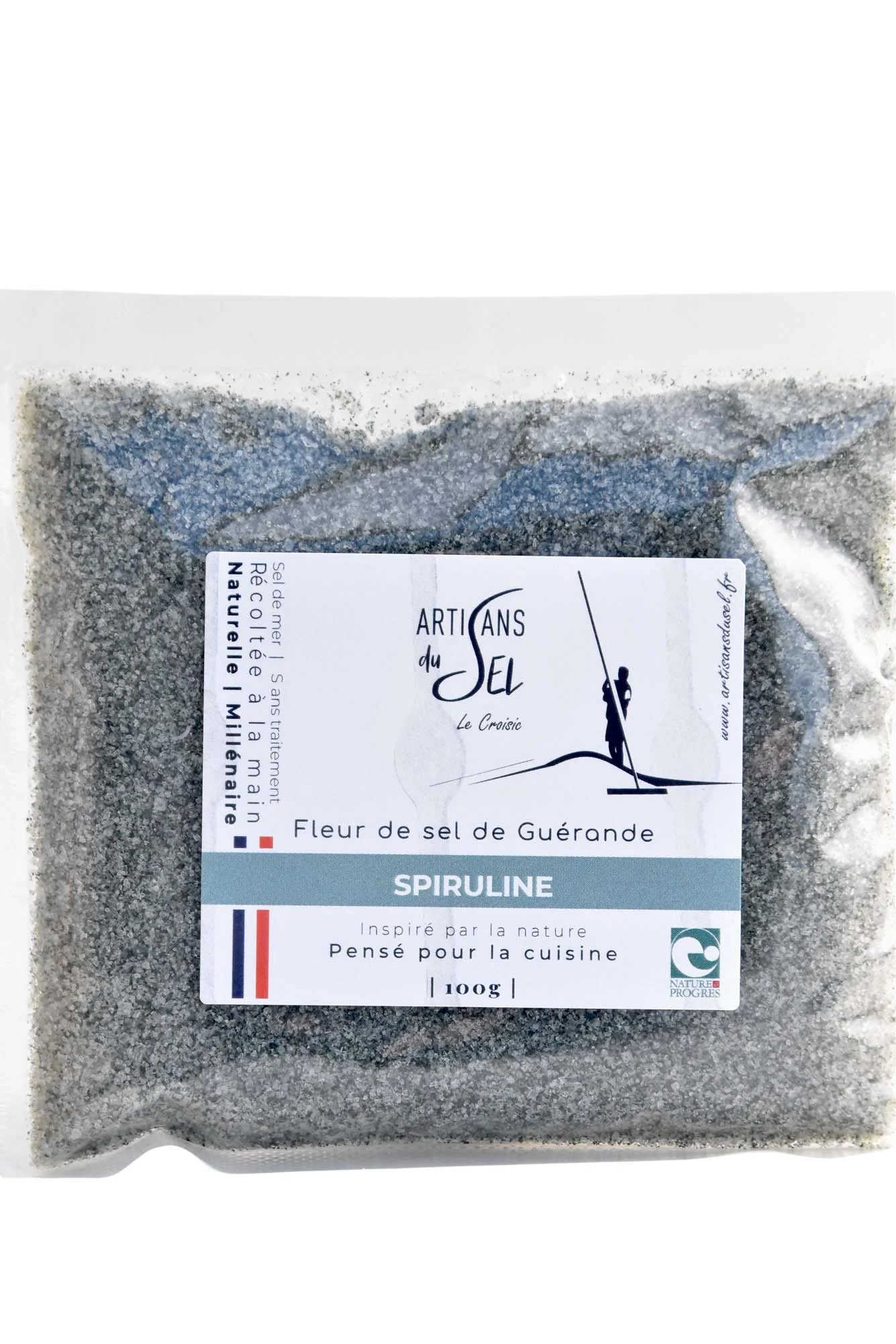 Fleur de Sel de Guérande à la Spiruline – Sachet 100g | Artisans du Sel