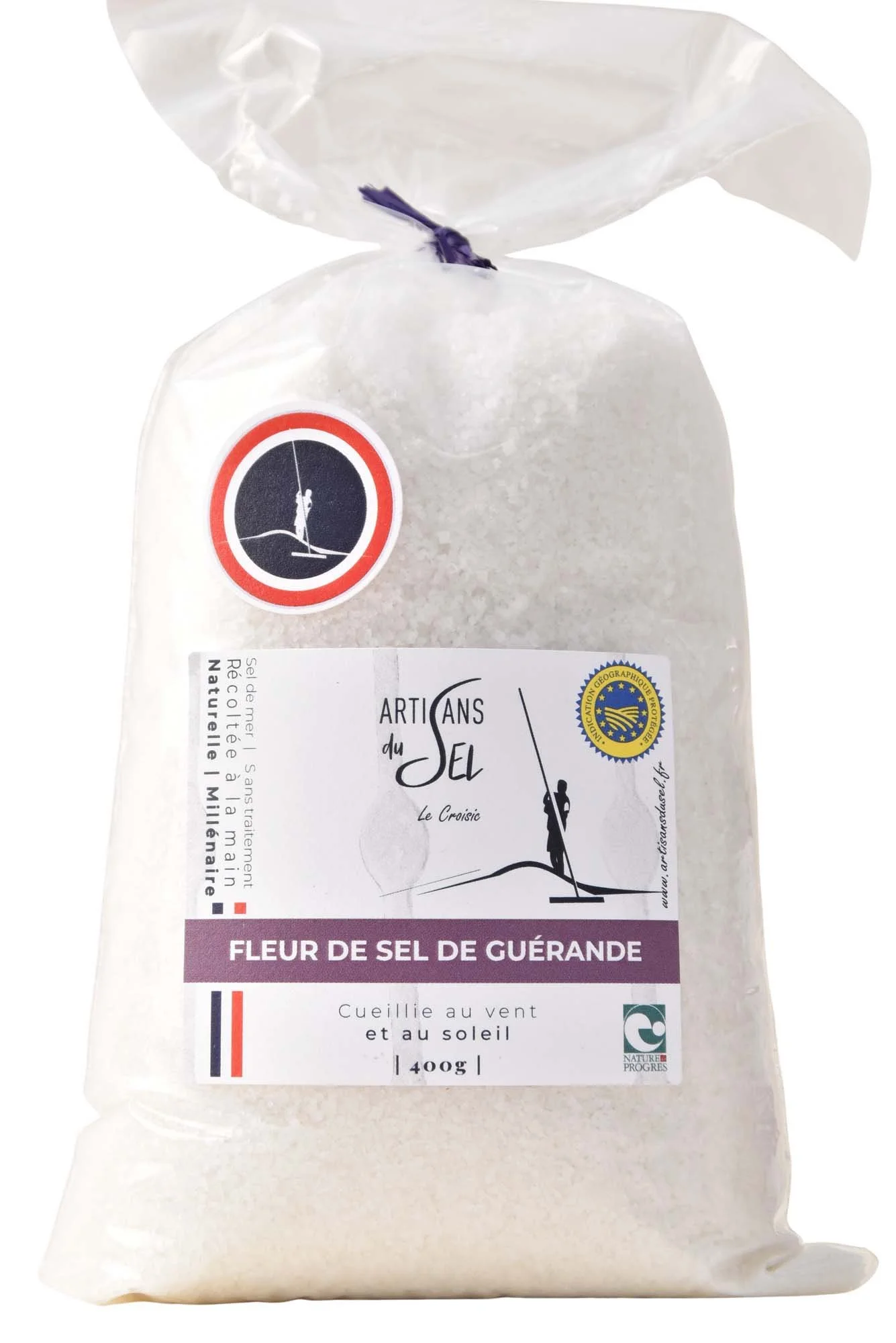 Fleur de Sel de Guérande IGP 400g – Artisans du Sel | Récoltée à la Main, 100% Naturelle | Sel Marin Non Raffiné | Cristaux Délicats, Finition Gastronomique