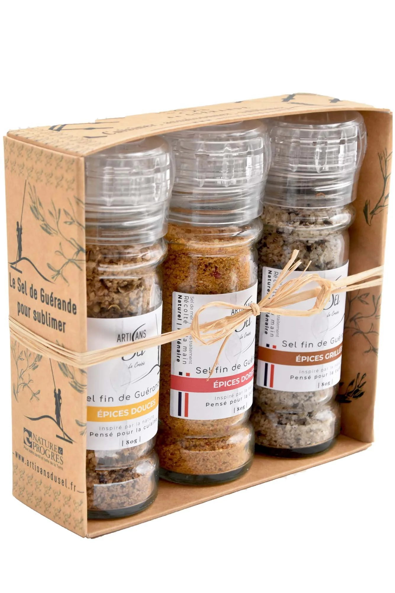 Coffret de 3 Moulins – Sel fin de Guérande IGP Epices Douces, Epices Dorées et Epices Grillées | Artisans du Sel