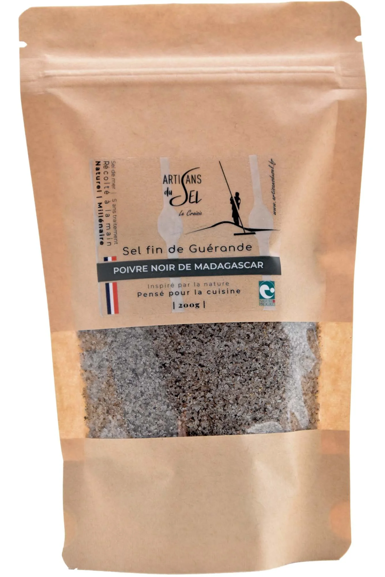 Sel fin de Guérande au Poivre Noir de Madagascar – Recharge 200g | Artisans du Sel