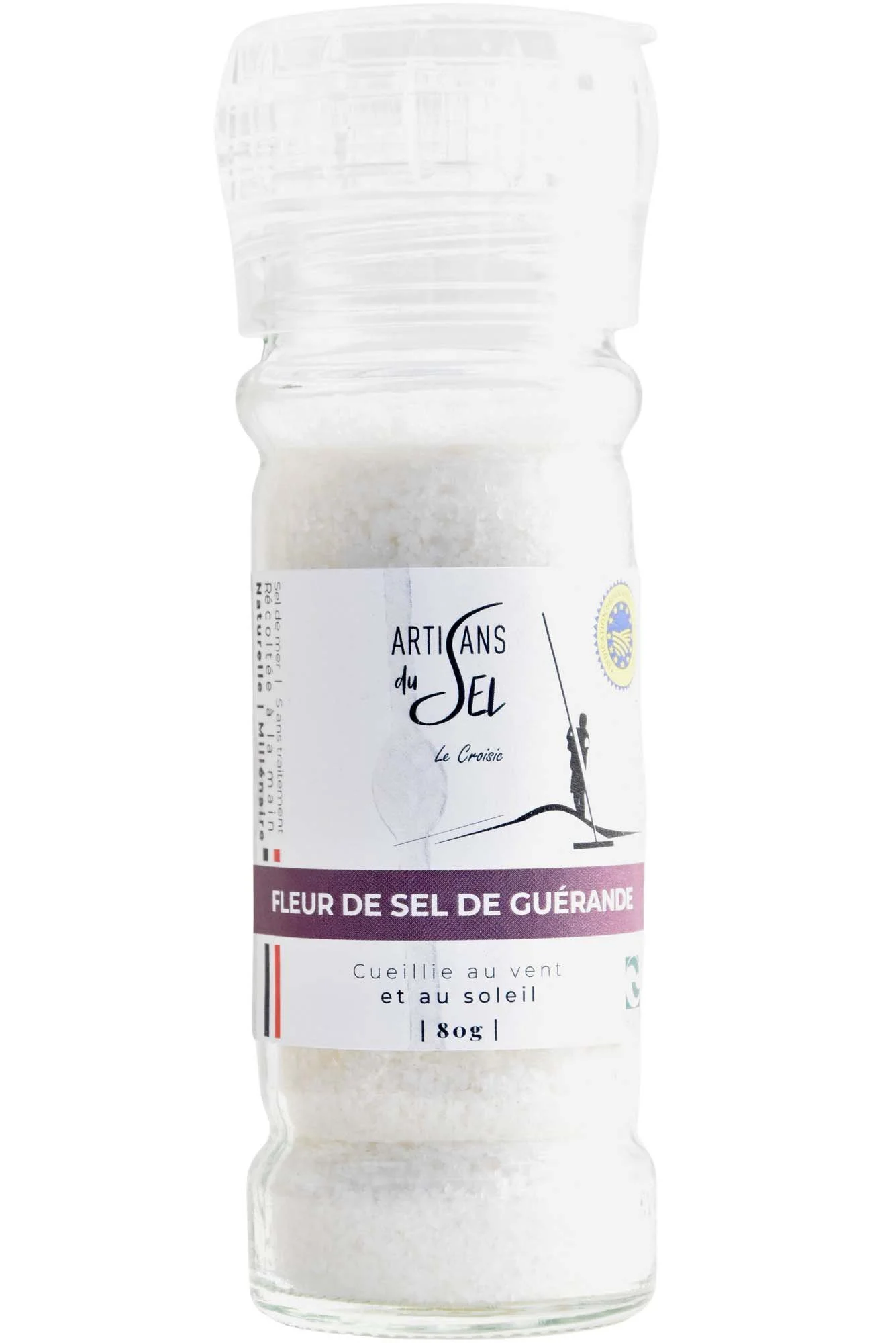 Fleur de Sel de Guérande IGP moulin 800g – Artisans du Sel | Récoltée à la Main, 100% Naturelle | Sel Marin Non Raffiné | Cristaux Délicats, Finition Gastronomique