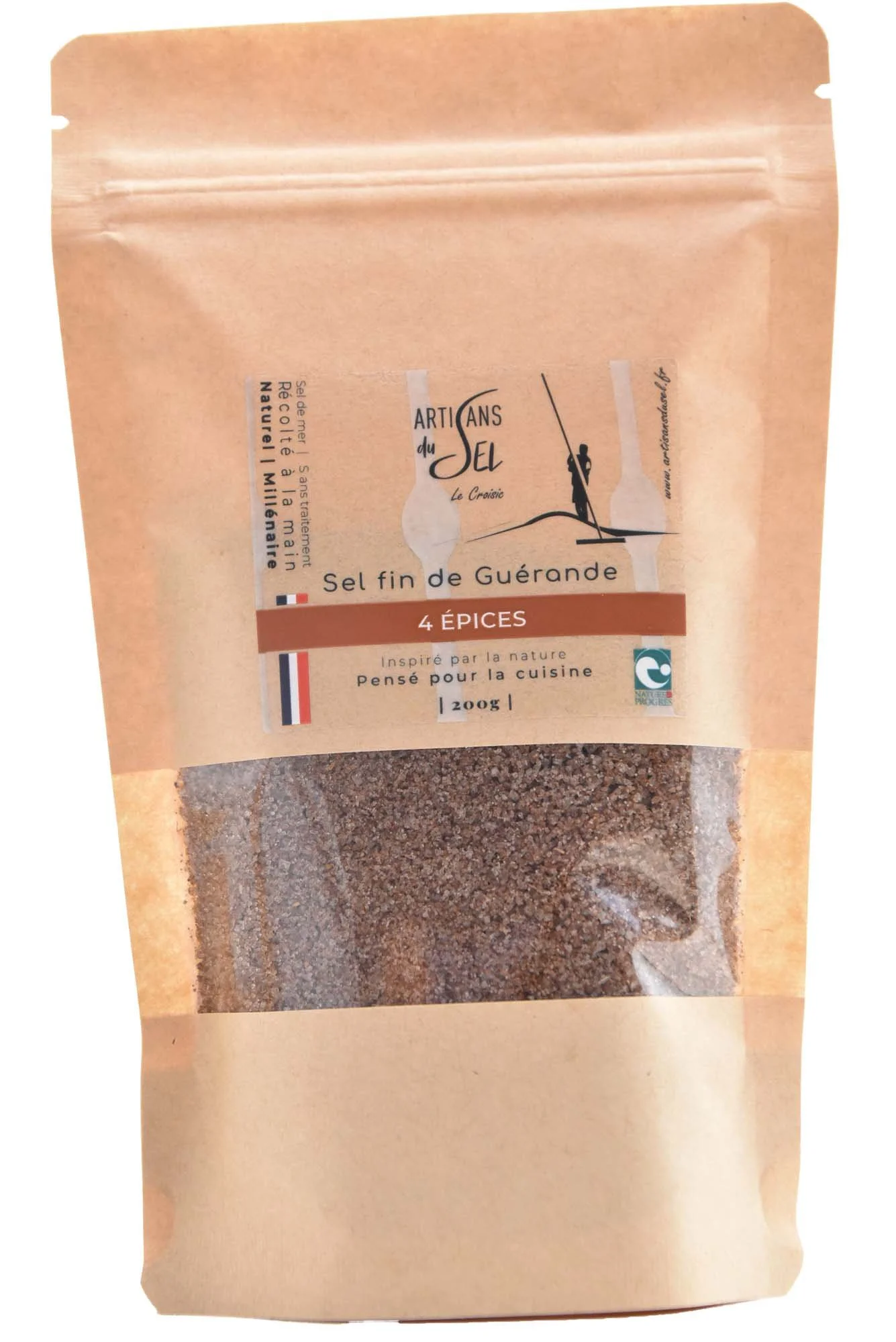 Sel fin de Guérande aux 4 Épices  – Cannelle, Muscade, Clou de Girofle & Poivre Noir – Recharge 200g | Artisans du Sel