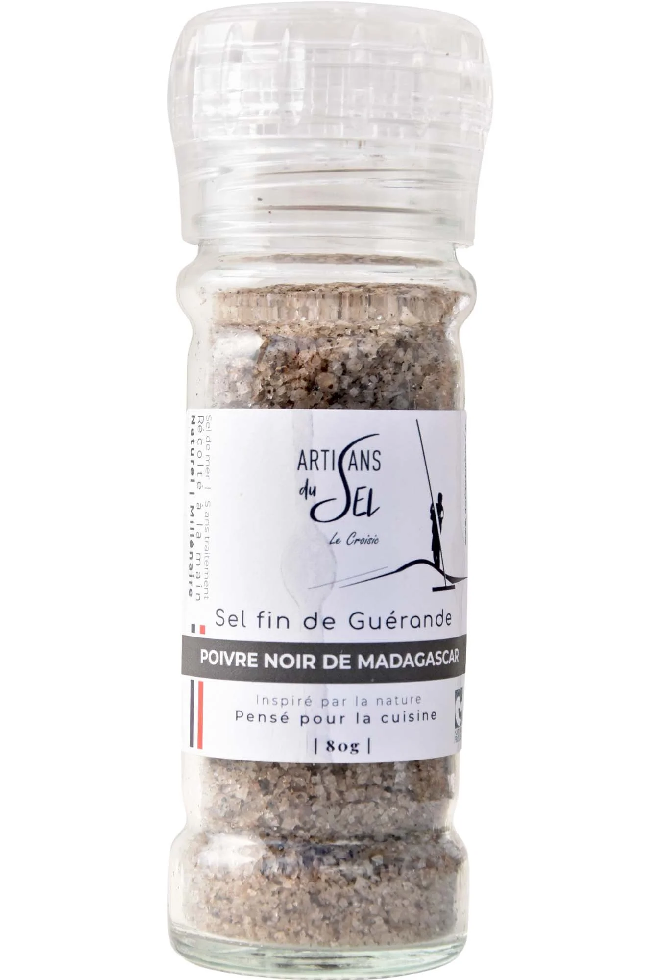 Sel fin de Guérande au Poivre Noir de Madagascar – Moulin Rechargeable 80g – Artisans du Sel