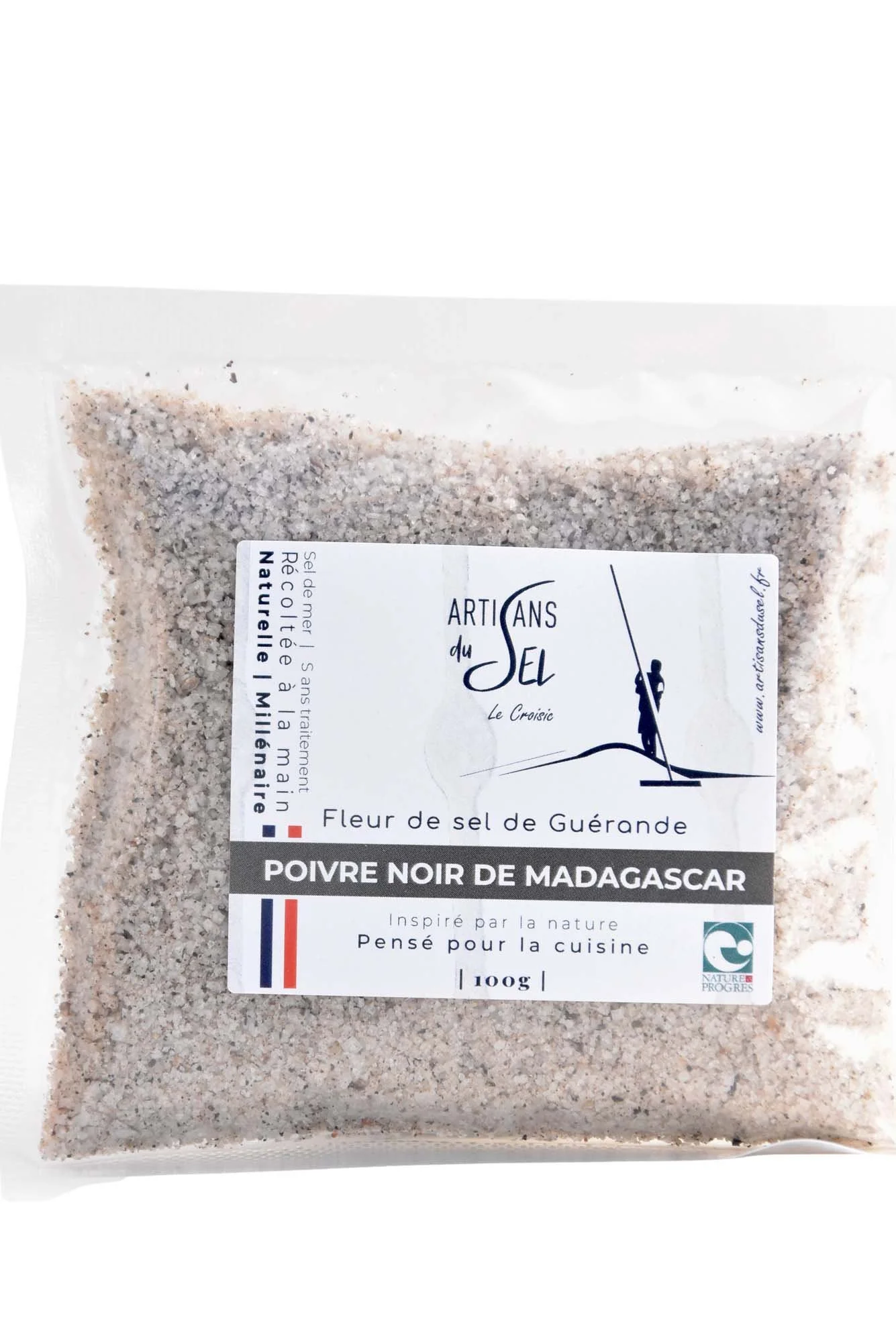 Fleur de Sel de Guérande au Poivre Noir Bio de Madagascar – Sachet 100g | Artisans du Sel