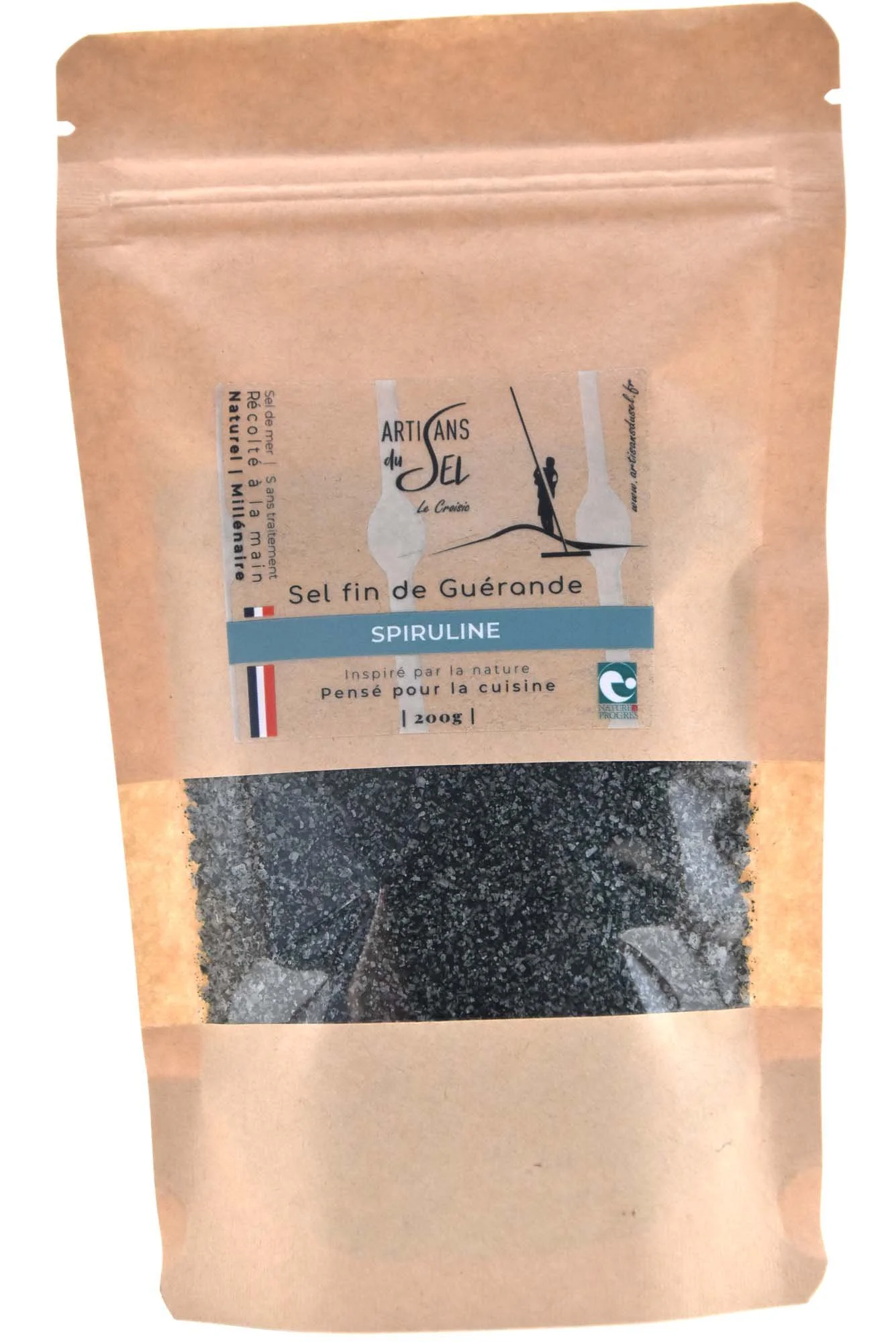 Sel fin de Guérande à la Spiruline – Recharge 200g | Artisans du Sel