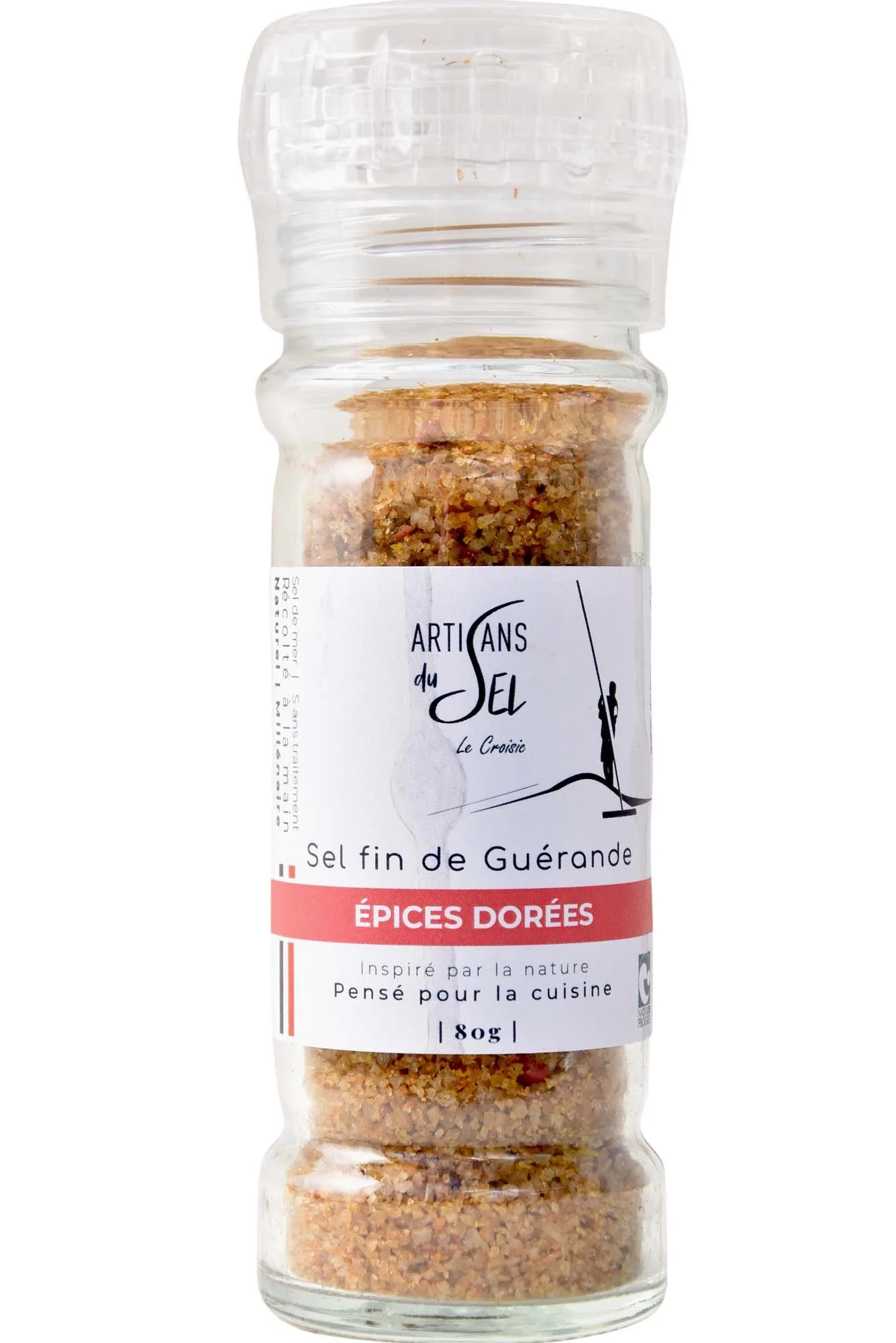 Sel Fin de Guérande IGP Épices dorées 80g – Artisans du Sel | Sel Marin Non Raffiné, Tamisé | Assaisonnement Gourmet Sans Additif