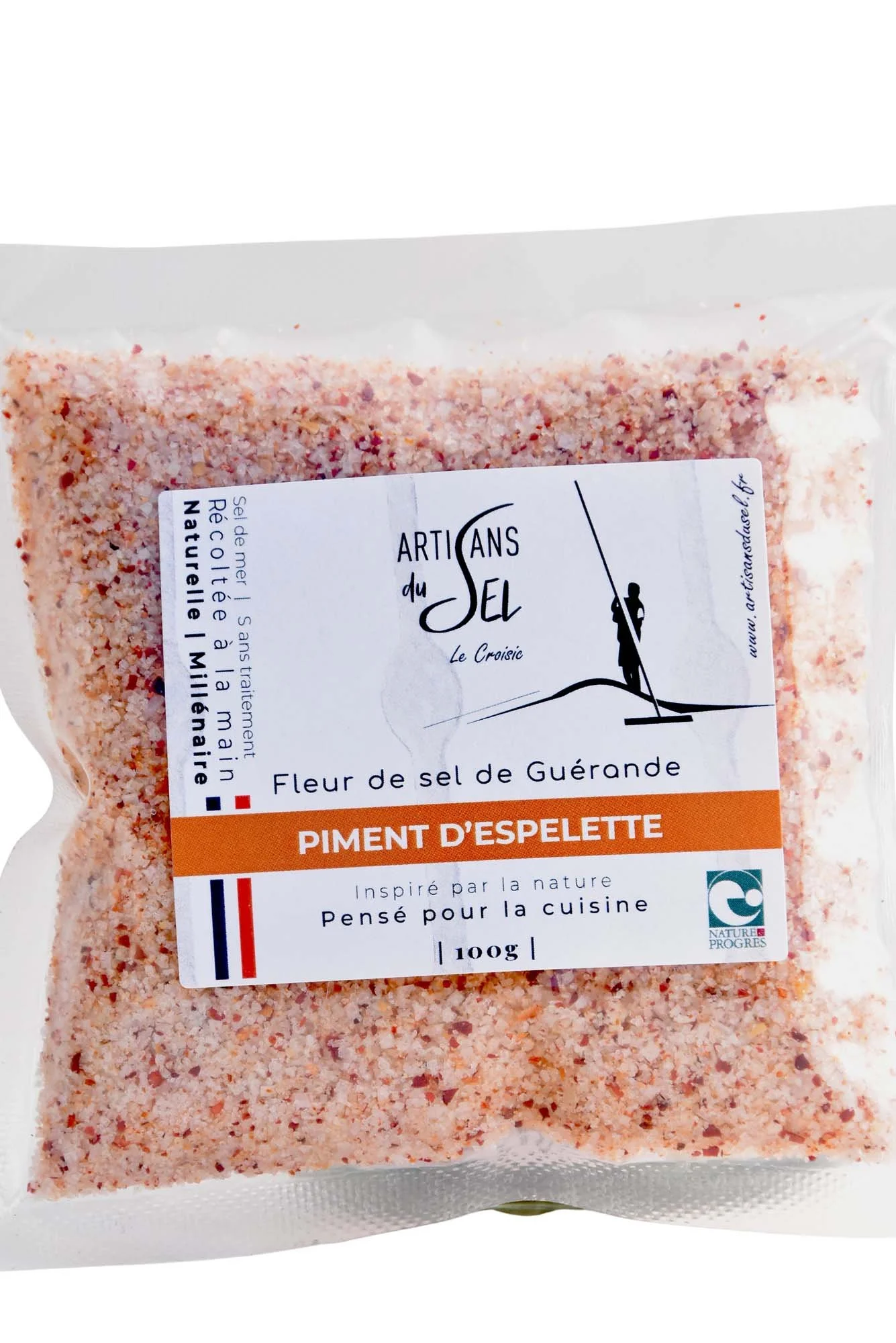 Fleur de Sel de Guérande au Piment d’Espelette AOP Bio – Sachet 100g | Artisans du Sel