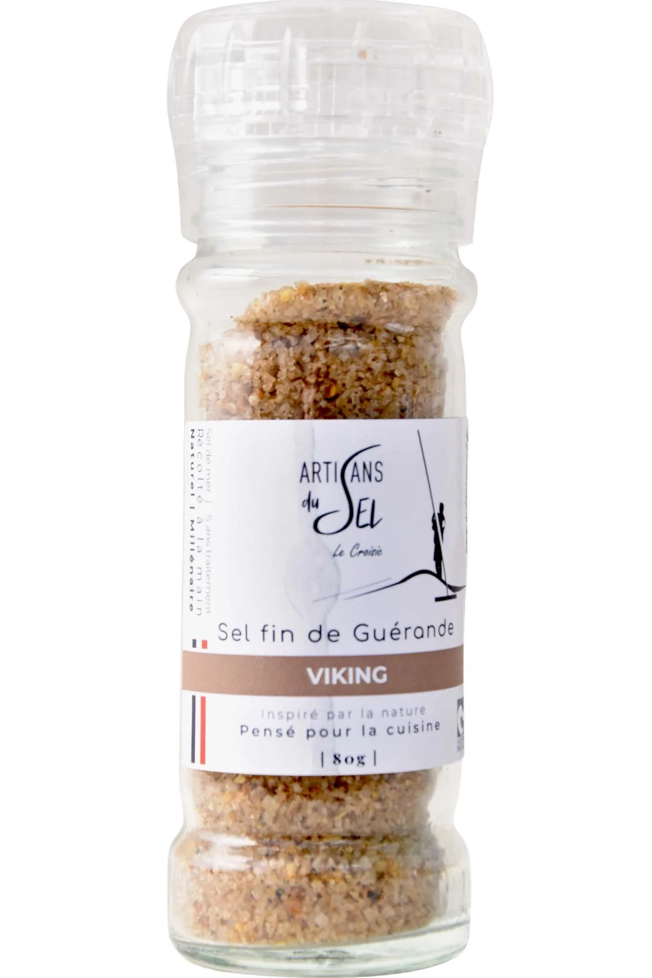 Sel Viking de Guérande – Fumé au Bois de Hêtre – Moulin Rechargeable 80g – Artisans du Sel