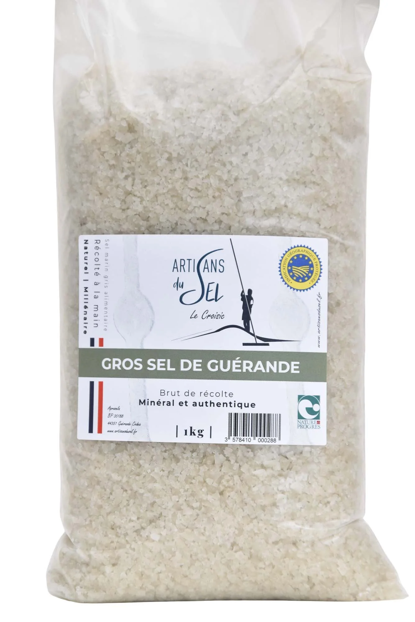 Gros sel de Guérande 1kg GRIS – Artisans du Sel | Sel Marin Naturel Non Raffiné | Sans Additif