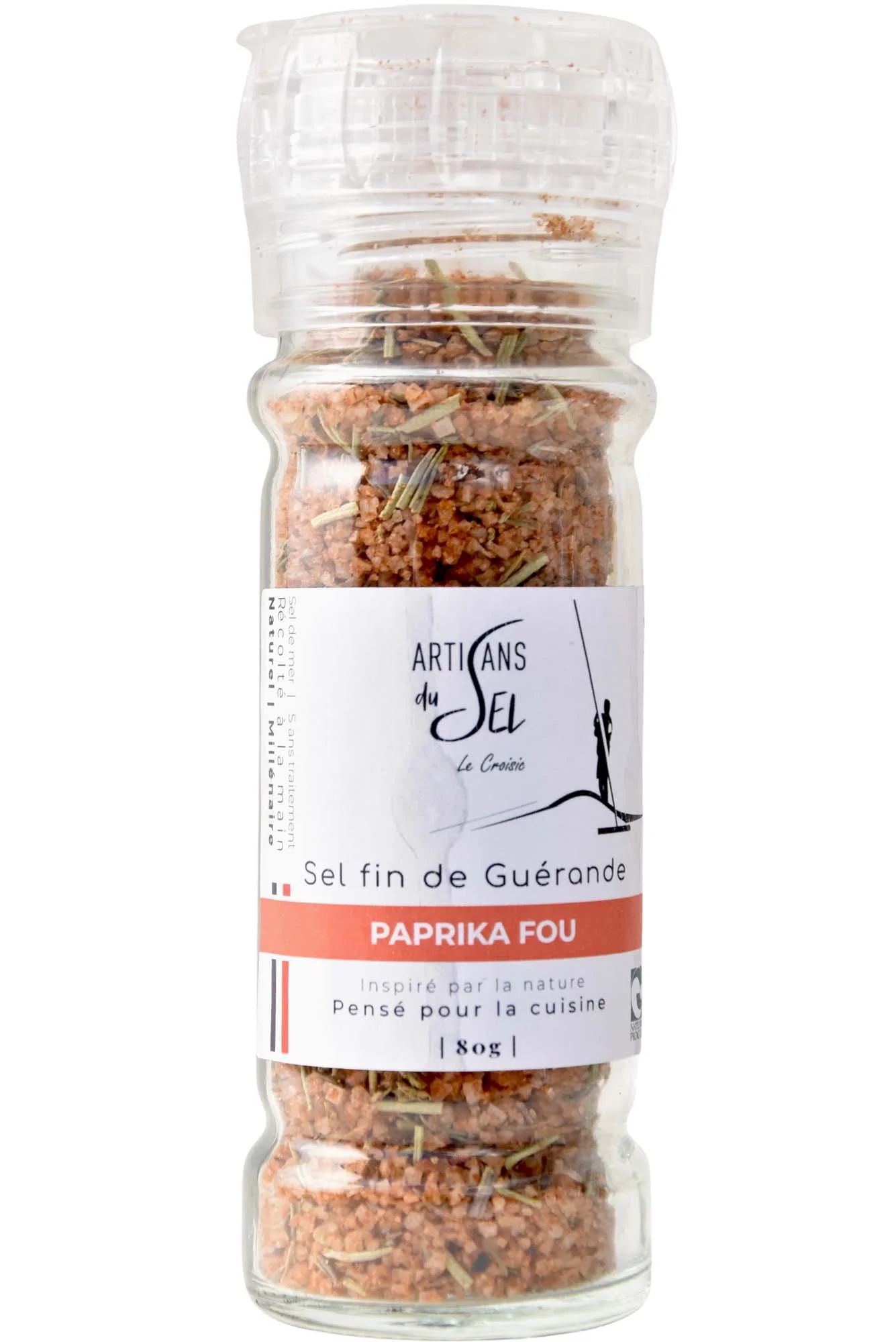 Sel fin de Guérande au Paprika Fou – Moulin Rechargeable 80g – Artisans du Sel