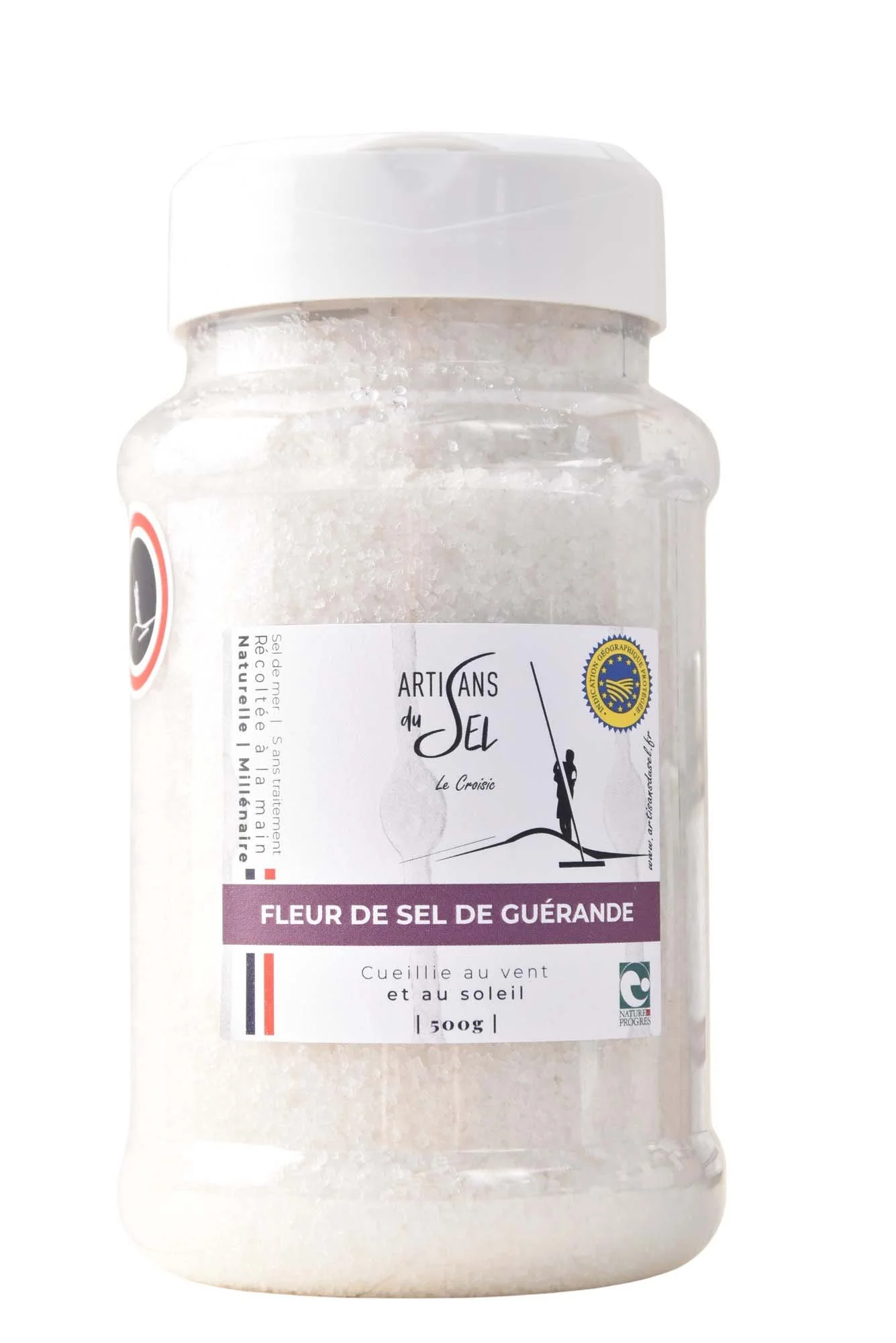 Fleur de Sel de Guérande IGP 500g – Artisans du Sel | Récoltée à la Main, 100% Naturelle | Sel Marin Non Raffiné | Cristaux Délicats, Finition Gastronomique