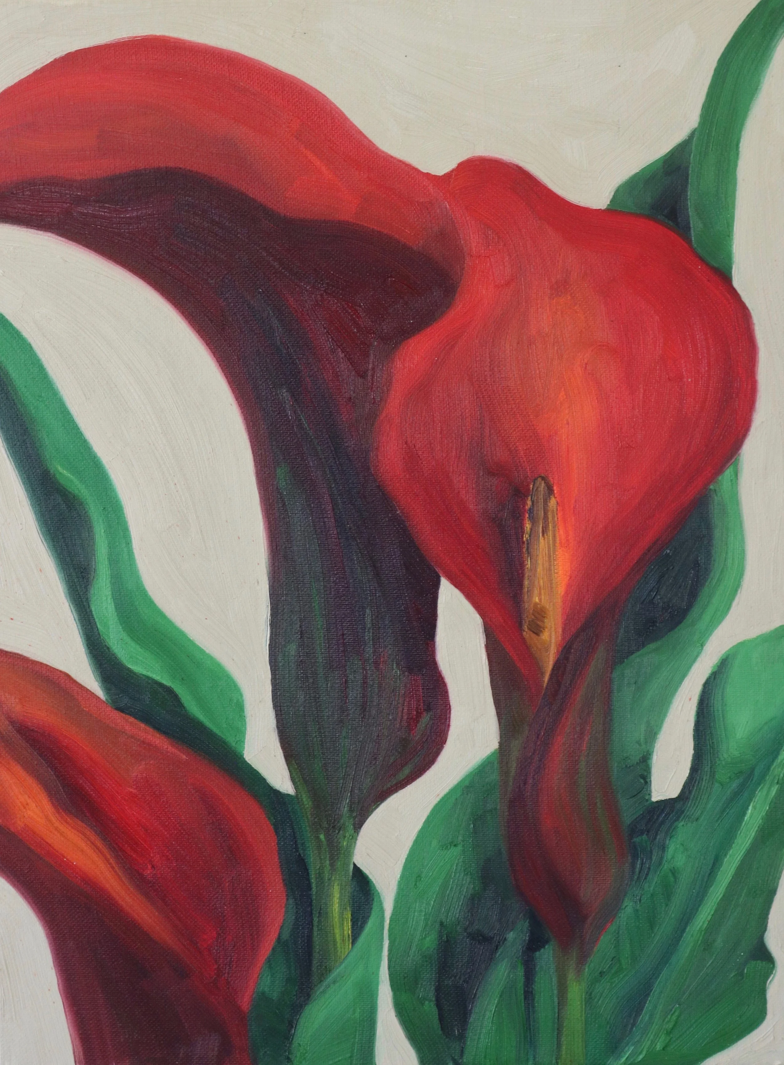 Red Calla Lillies on Beige