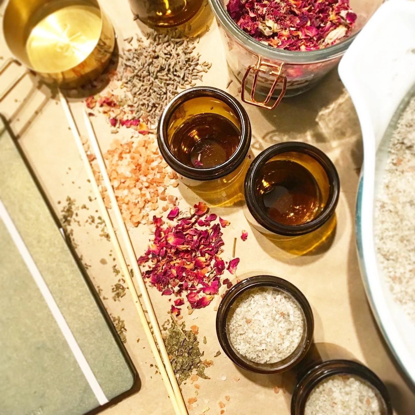 Spent last night creating, crafting, imagining. It felt so good. New bath salts, toners, botanical face masks and body butters listed on the site @paperishmess