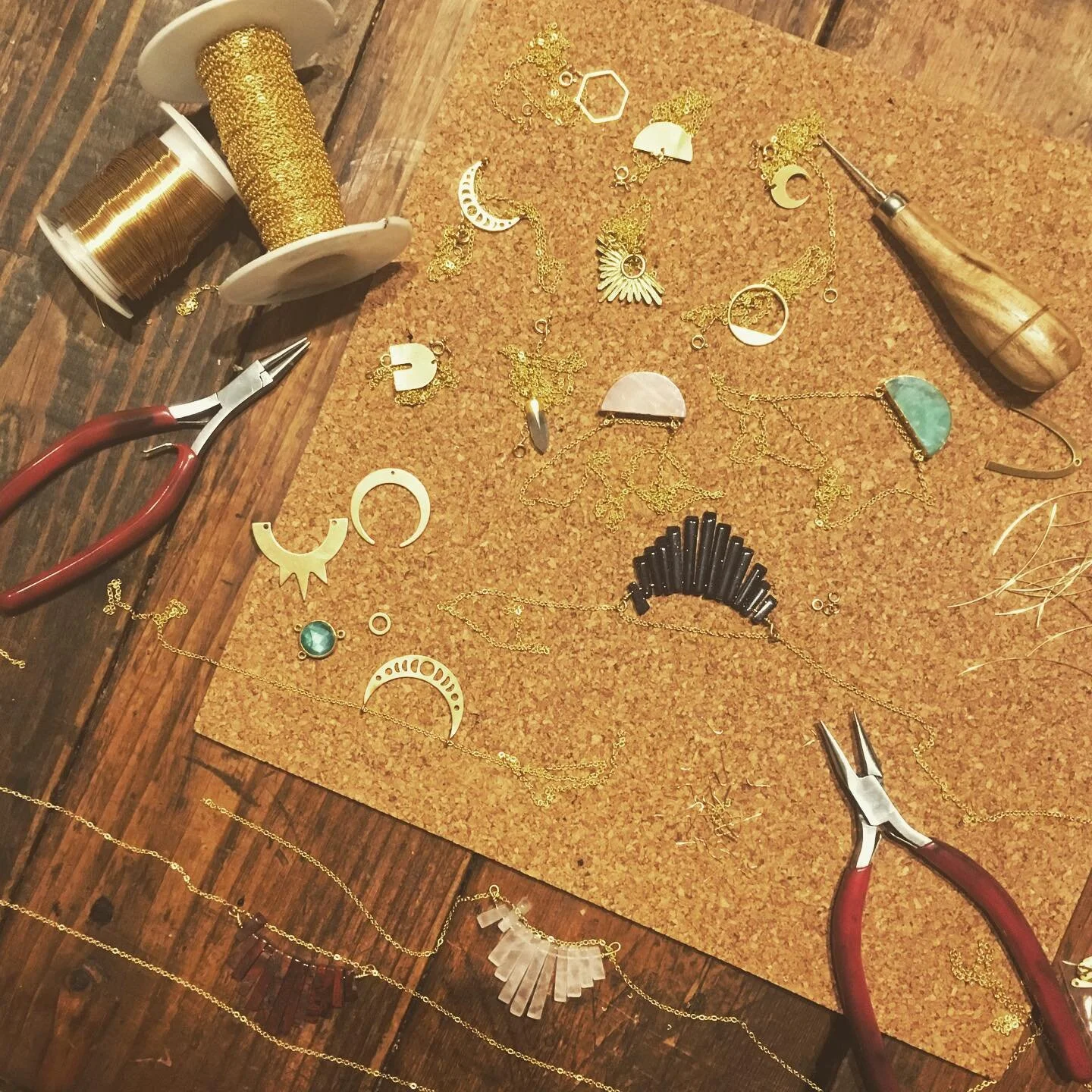 All types of new necklaces are getting created today to go out for Small Business Saturday at @paperishmess tomorrow!! Lots of gemstone and brass pendant beauties! #smallbusinesssaturday #smallbusinessowner #newjewelry #jewelry #handmadejewelry #hand