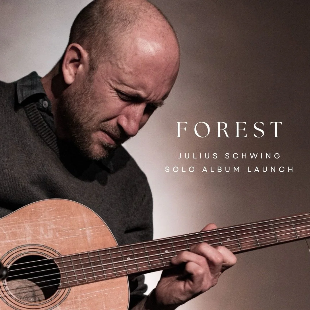FOREST &mdash; Album Launch
Julius Schwing (Guitar)

With special guests 
Ben Shannon (Drums) Erik Griswold (Piano)

October 31 3:00pm AEST / 4:00pm AEDT

Lagavulin Concert Hall at the Piano Mill

In September 2025, Julius spent a week in residency a