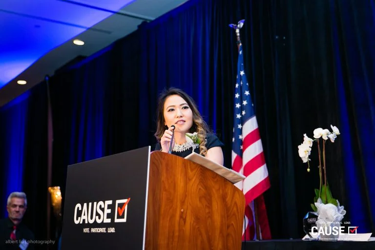 Kim Yamasaki speaking at the 2018 CAUSE Annual Gala