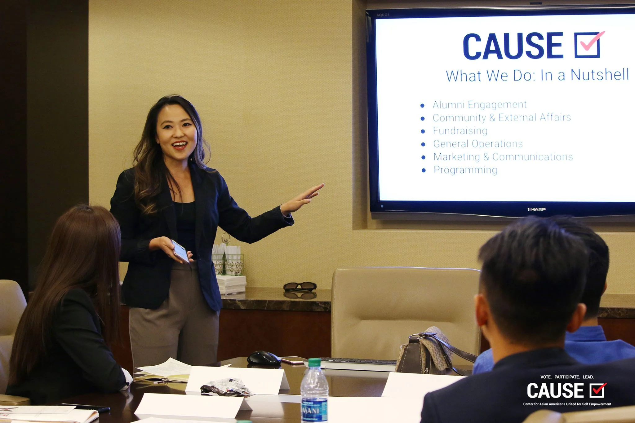 Kim Yamasaki speaking to the 2017 Veterans Initiative fellows