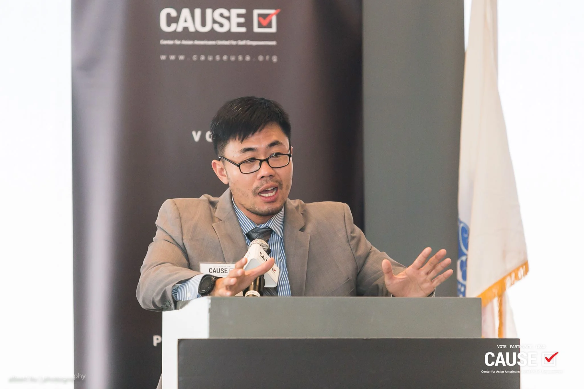 Steven Ly speaking at the 2017 CAUSE Veterans Initiative Leadership Luncheon