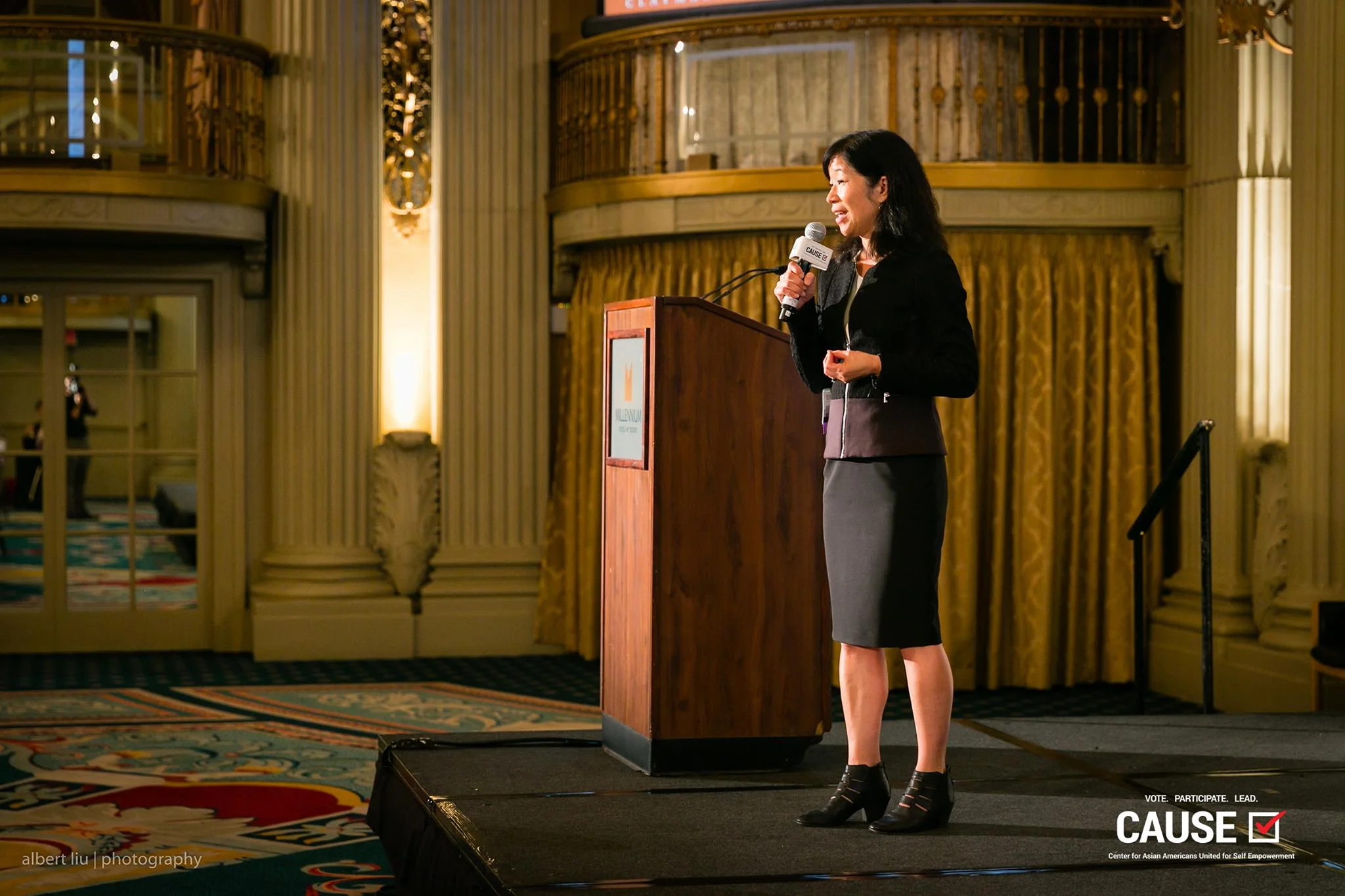 Lori Nishiura Mackenzie speaking at the 2017 CAUSE Women in Power Leadership Conference