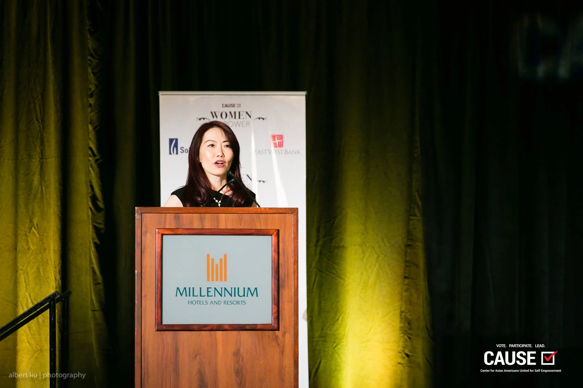 Emily Wang speaking at the 2017 CAUSE Women in Power Leadership Conference