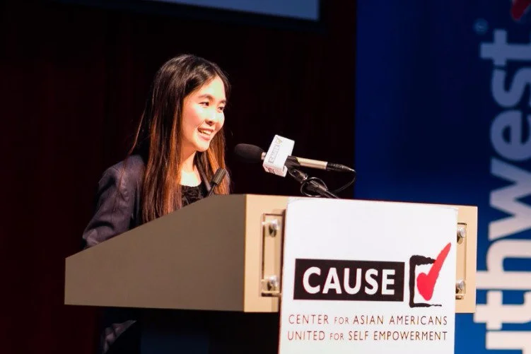 Xuan Tong speaking at the 2016 CAUSE Leadership Academy Graduation