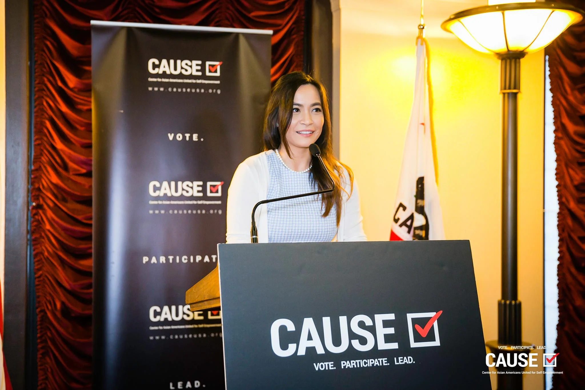 Jessica Caloza speaking at the 2019 CAUSE Leadership Network Reception