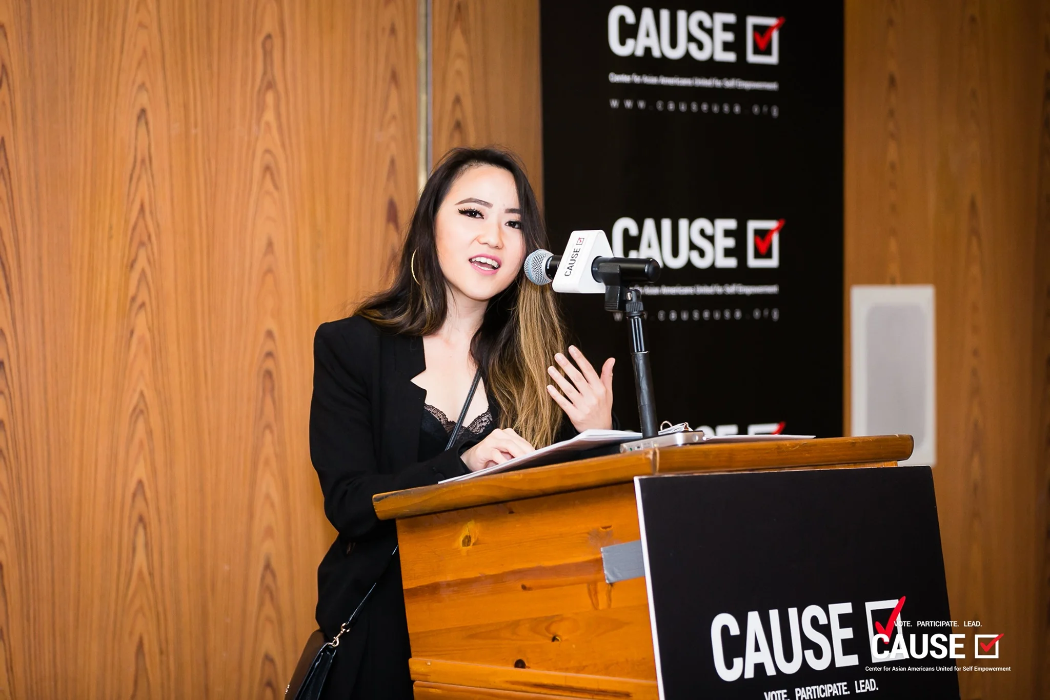 Kim Yamasaki speaking at the 2019 CAUSE Leadership Academy Kickoff