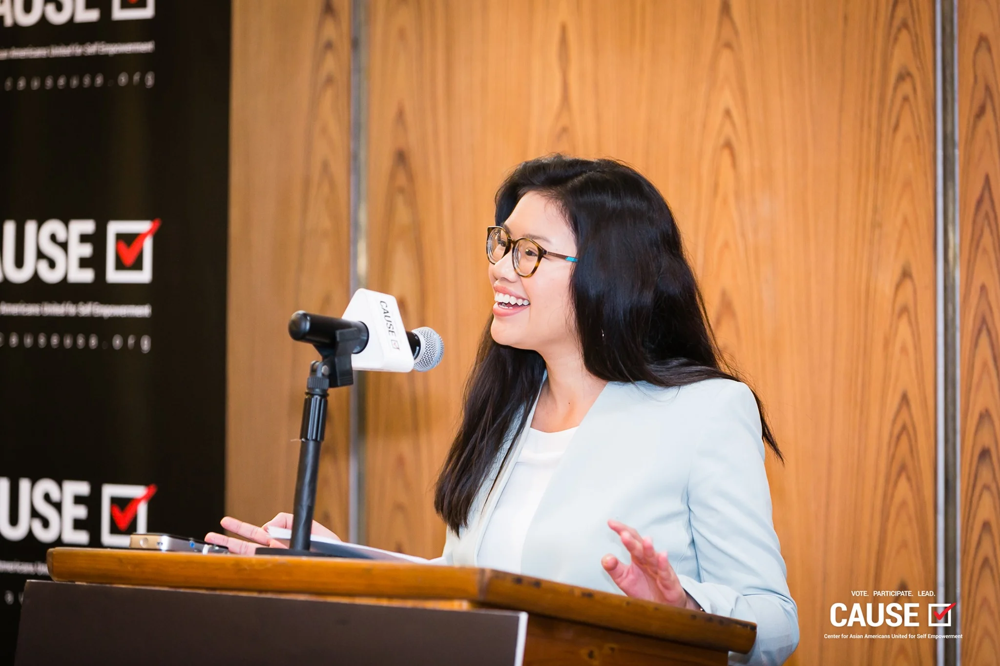 Shekinah Deocares speaking at the 2019 CAUSE Leadership Academy Kickoff