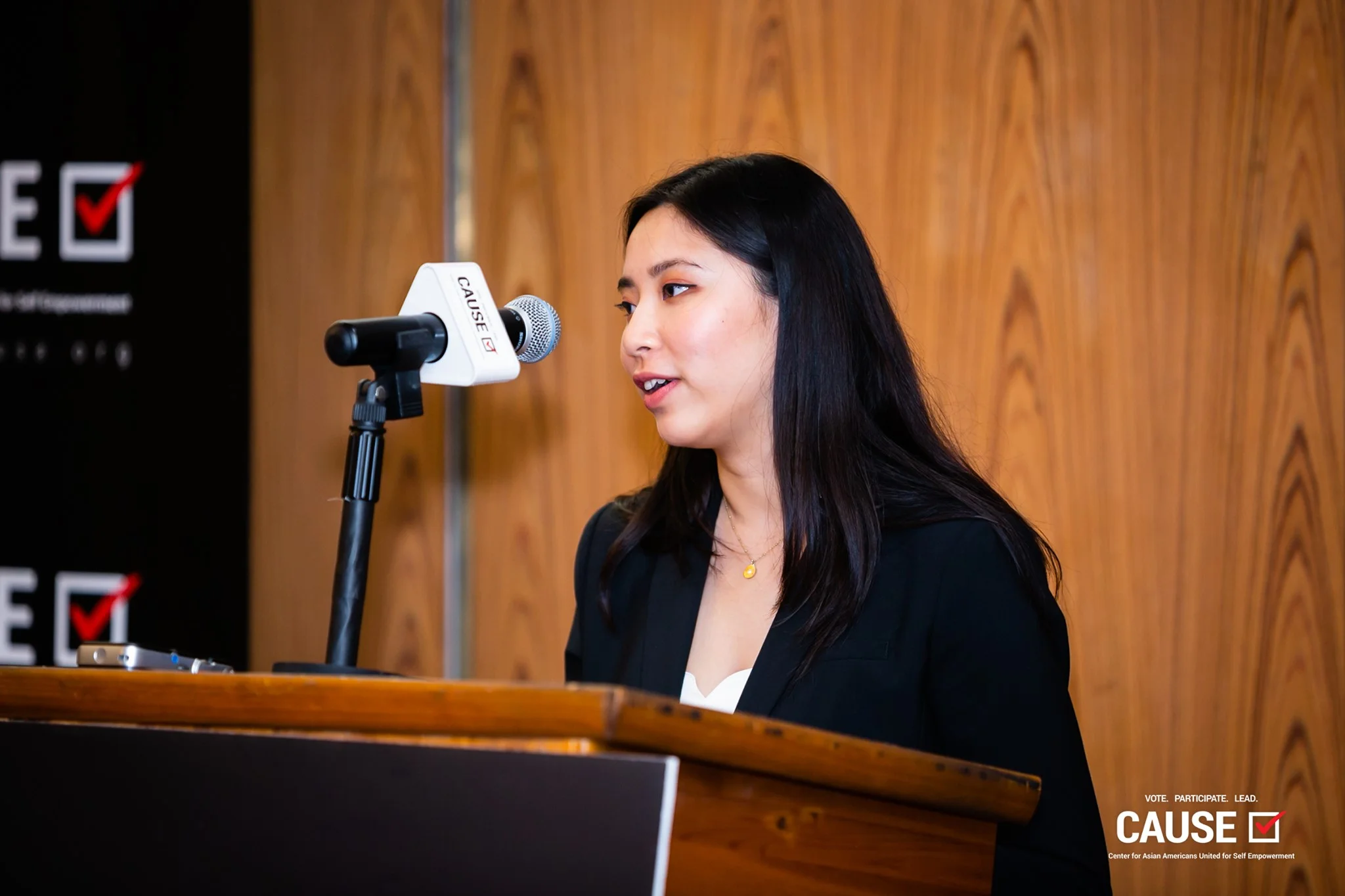 Amy Ho speaking at the 2019 CAUSE Leadership Academy Kickoff
