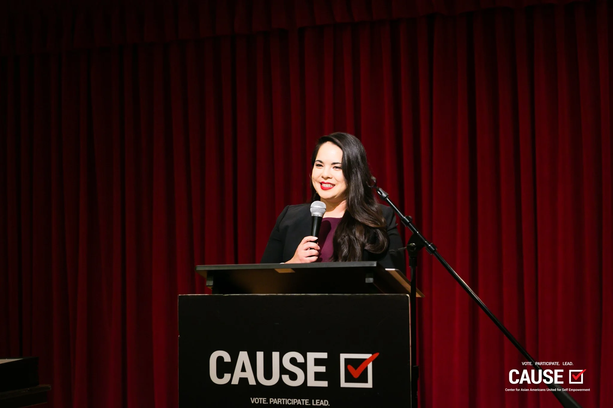 Claire Kitayama speaking at the 2019 CAUSE Leadership Institute Graduation