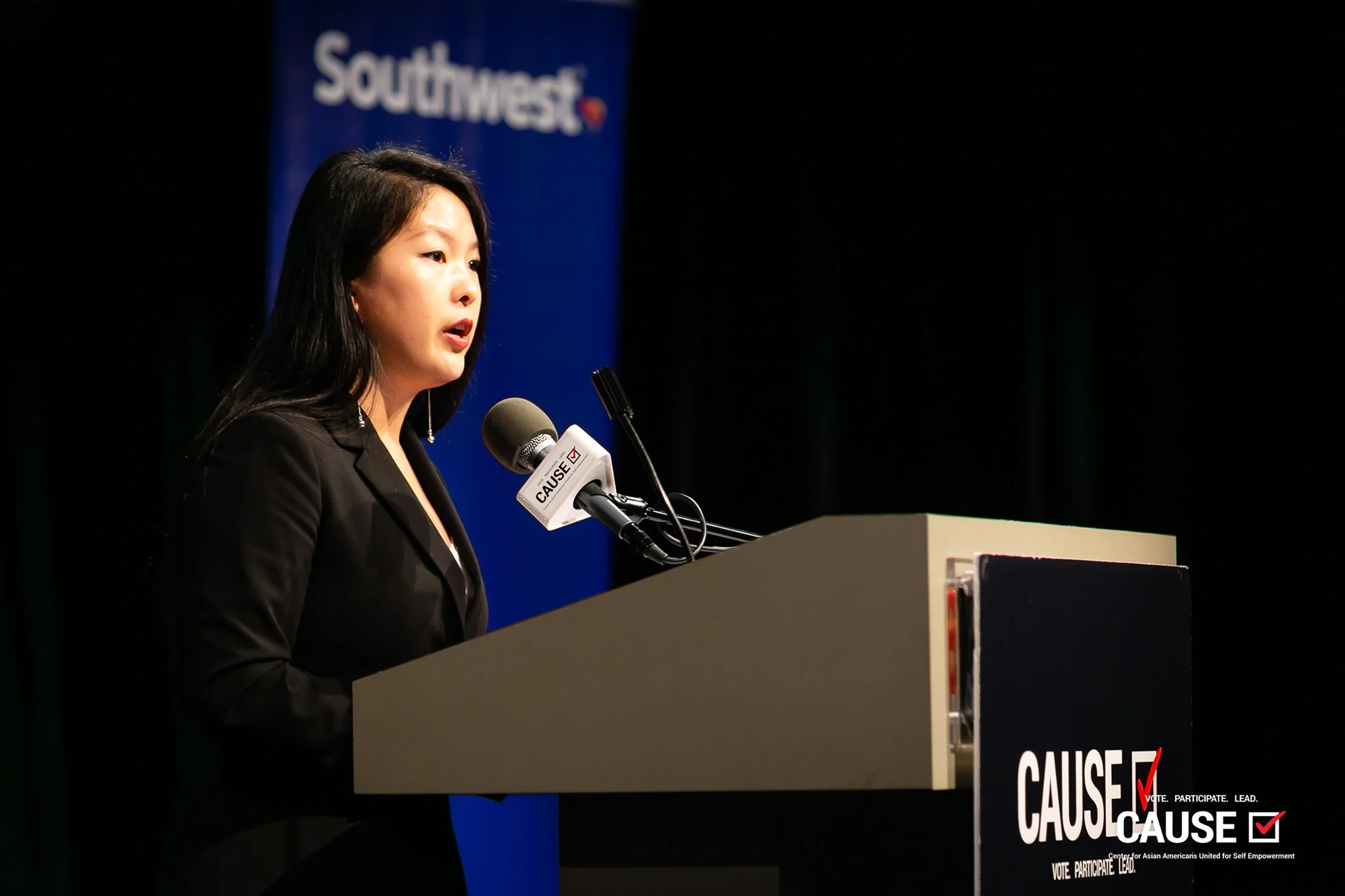 Angela Wang speaking at the 2019 CAUSE Leadership Academy Graduation