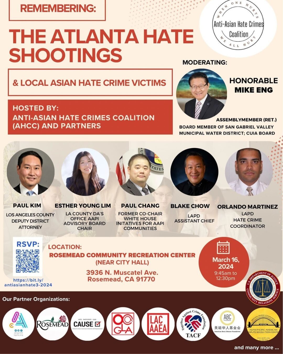 Join CAUSE and partner organizations this weekend at Remembering: The Atlanta Shootings &amp; Local Asian Hate Crimes Victims. Hosted by Anti-Asian Hate Crimes Coalition and moderated by the Honorable Mike Eng on Saturday, March 16th, 2024, at the Ro