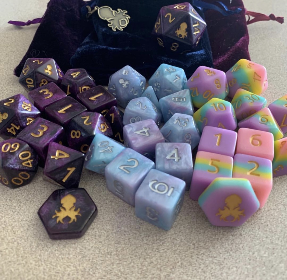 L to R: Black Magyk Amethyst, Cotton Candy II, and Unicorn Poop