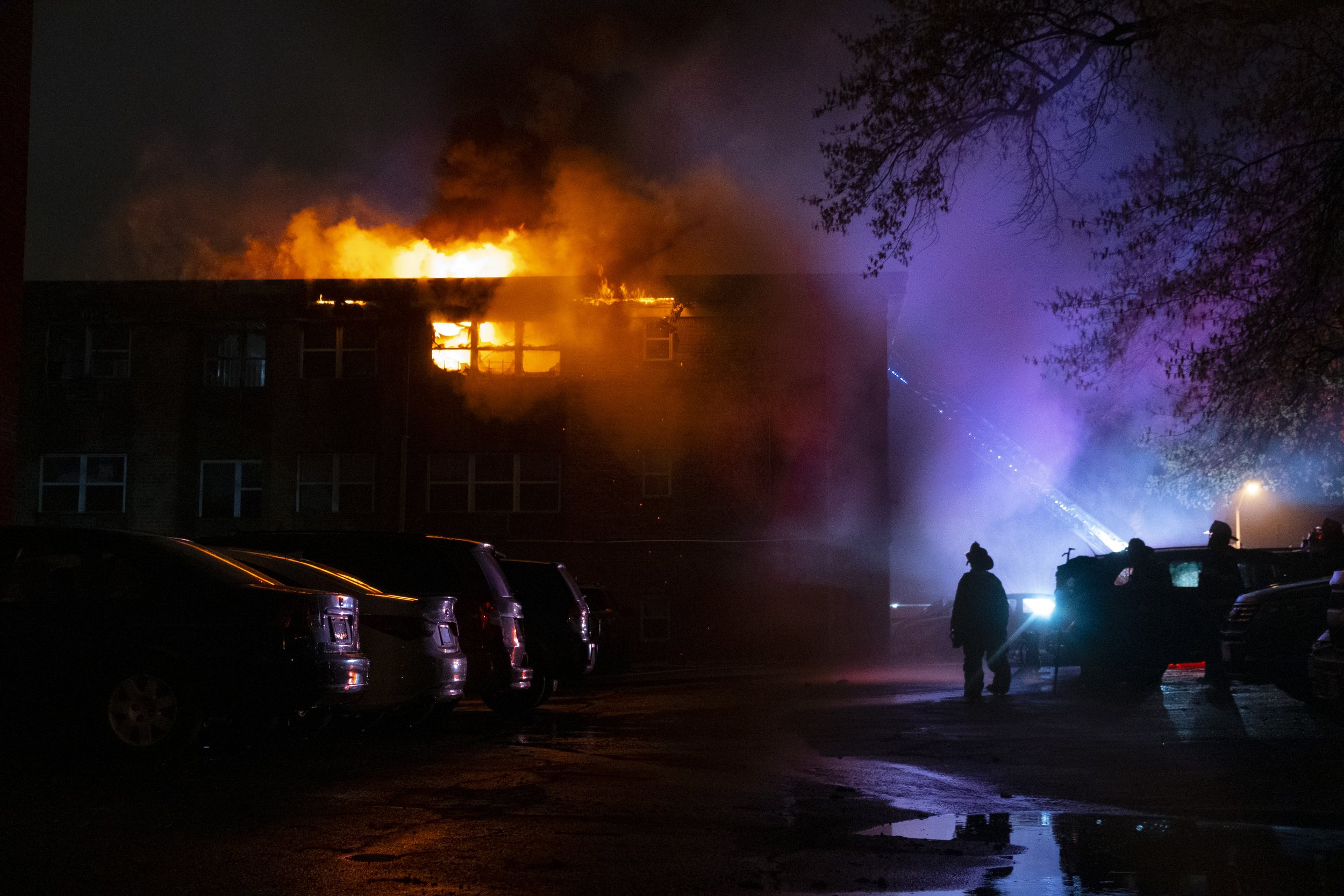  May 3rd, 2022 - Orange, NJ: At approximately 3:30 a.m., firefighters responded to the area of Park Ave. and High St. for a four alarm fire that tore through a large three story apartment complex leading to a partial roof collapse and numerous tenant