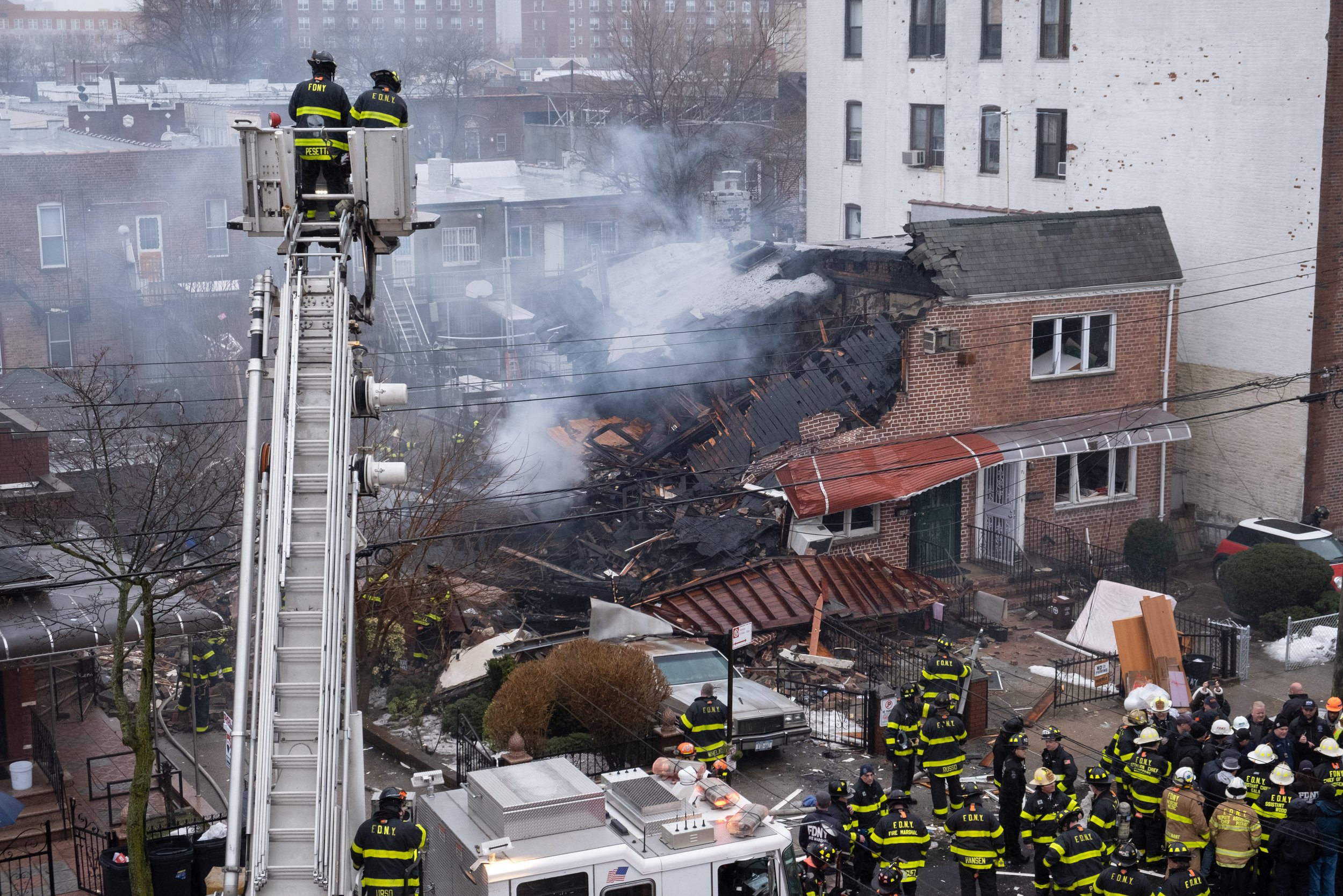  February 4th, 2022 - Brooklyn, NY: Firefighters were called to the scene of what remained of 67 Bay 35th St. at around 7:11 a.m. after a massive explosion from an apparent natural gas leak in an unoccupied home disintegrated a stretch of attached ho