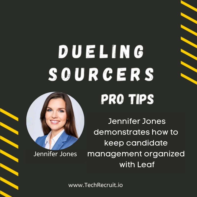 Ultimate Sourcing Rumble - Jennifer Jones demonstrating her favorite tool to stay organized and productive: Leaf 