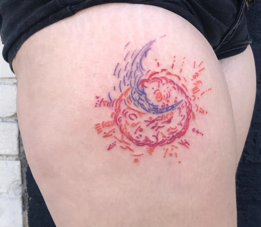 Tattoo design: sun and moon