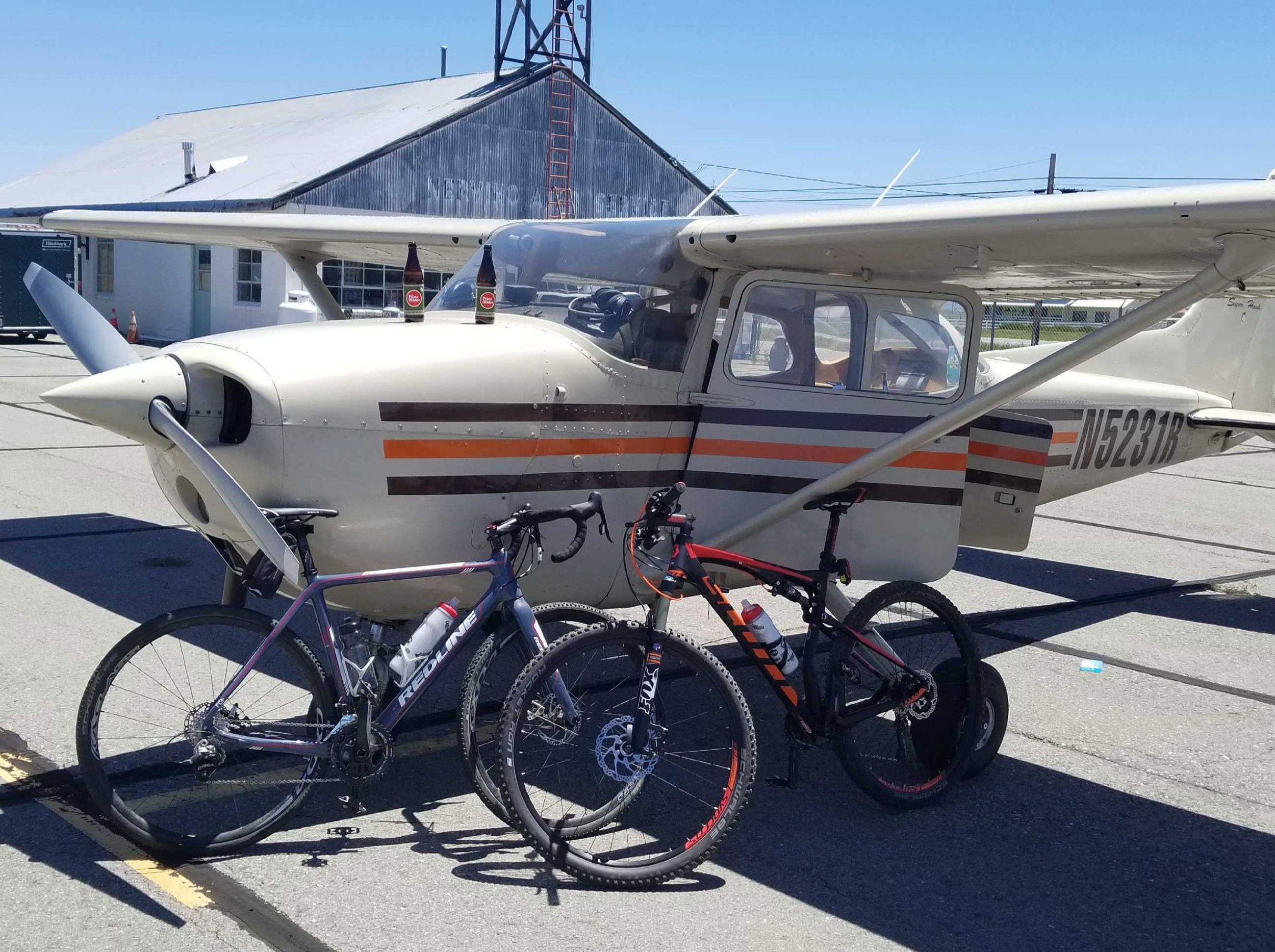 Flying the bikes into the Sierras to go bikepacking and bike racing.