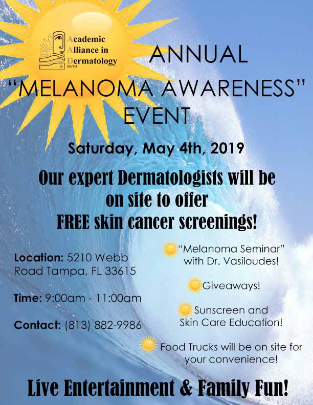 melanoma, malignant melanoma, melanoma awareness, melanoma awareness event, Dr. Panos Vasiloudes, tampa dermatology, tampa dermatologist, dermatologist in tampa, academic alliance, academic alliance in dermatology