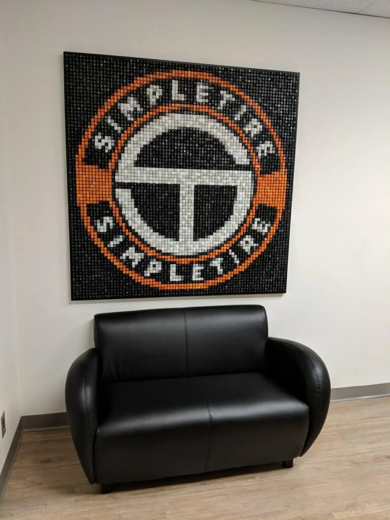 Finished project displayed in the lobby of the headquarters office