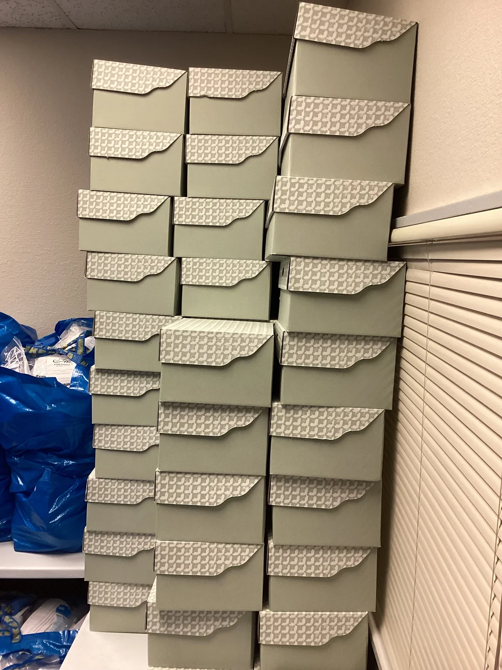 Stacks of returned 4th Grade Kits!