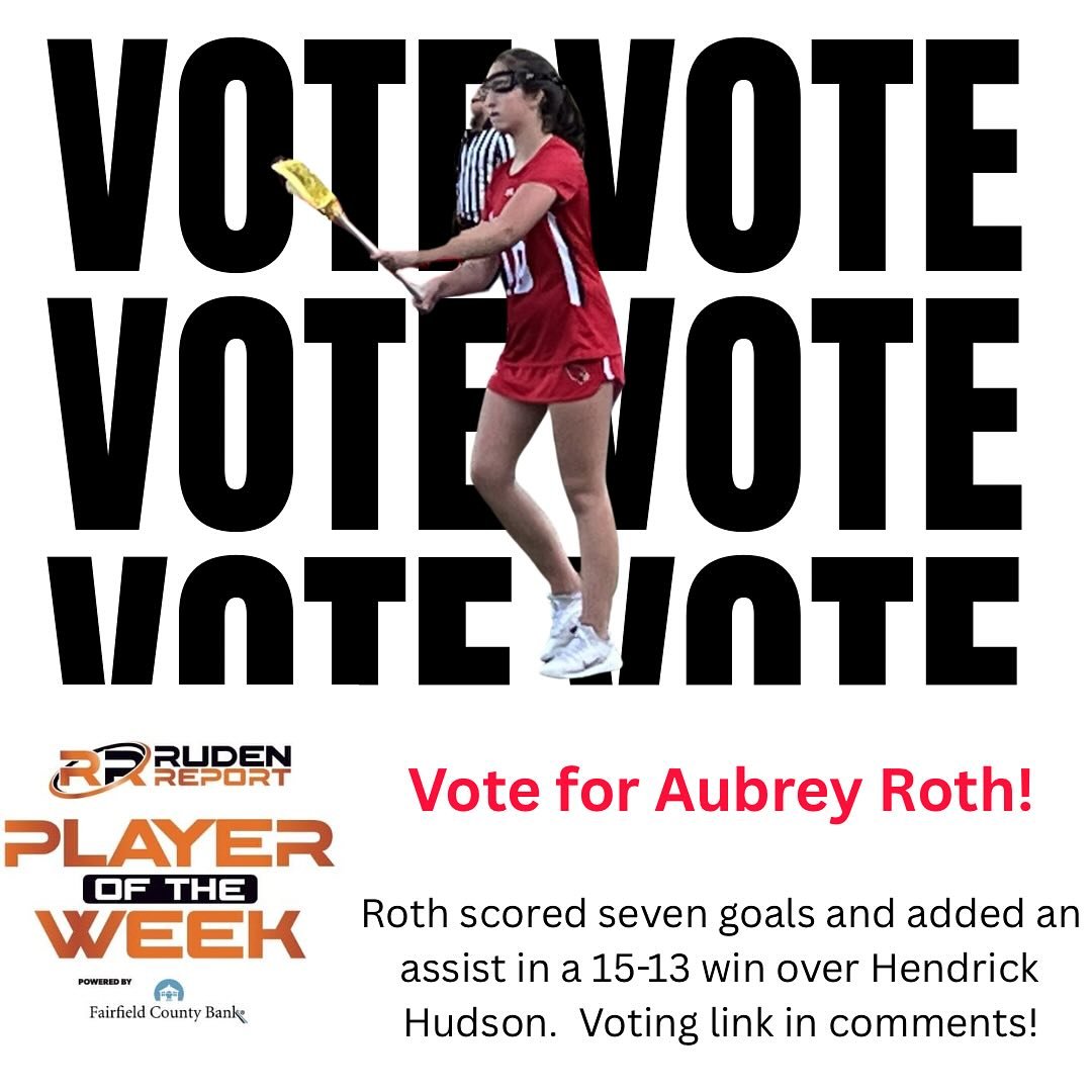 Vote for Aubrey Roth!  She&rsquo;s up for the Ruden Report Player of the Week - 7G and 1A against Hendrick Hudson!  Voting link in the comments below!  #GYLAlumni
