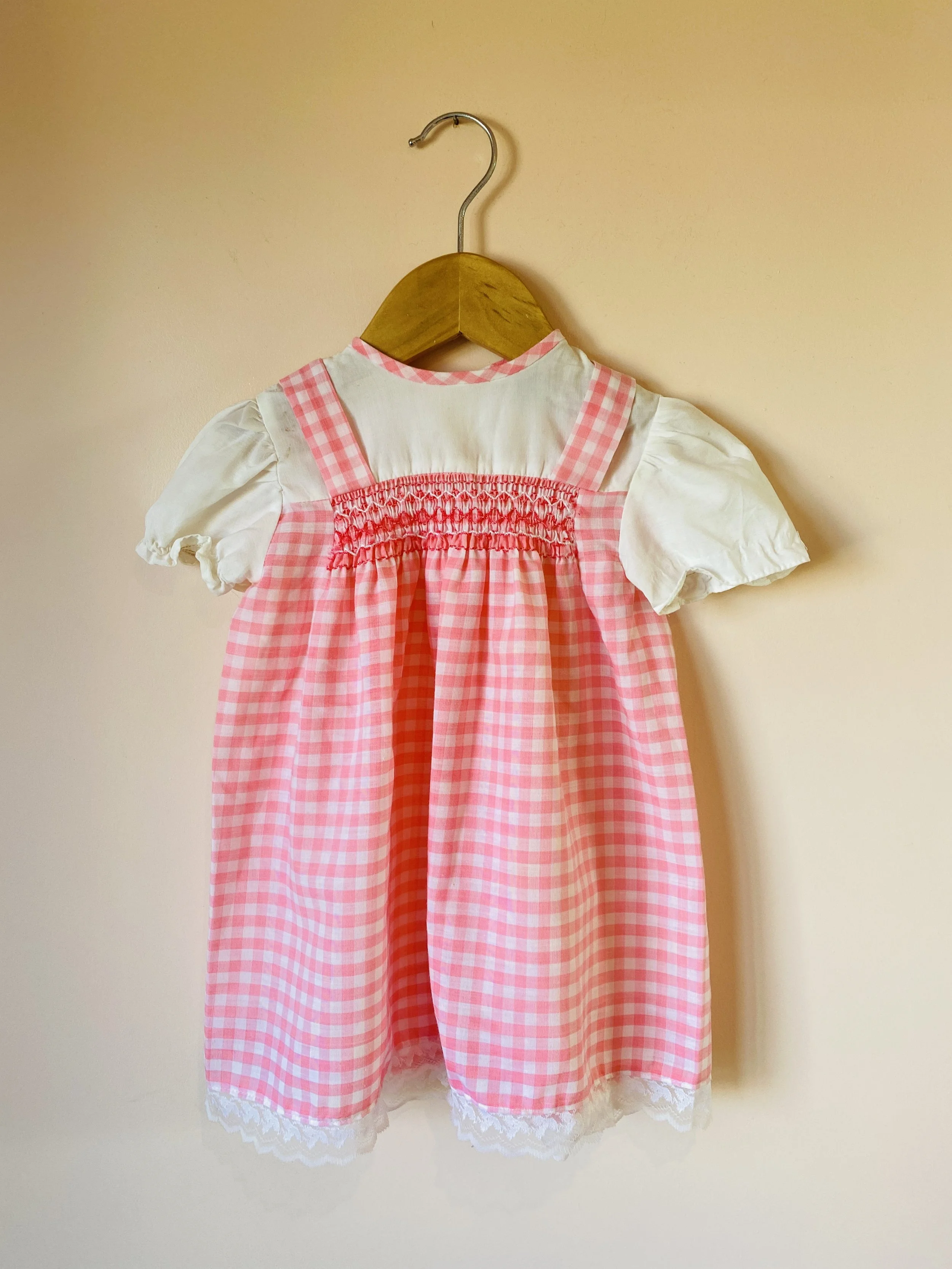 Vintage pink gingham dress - 6/12 months  AND THEY WEAR
