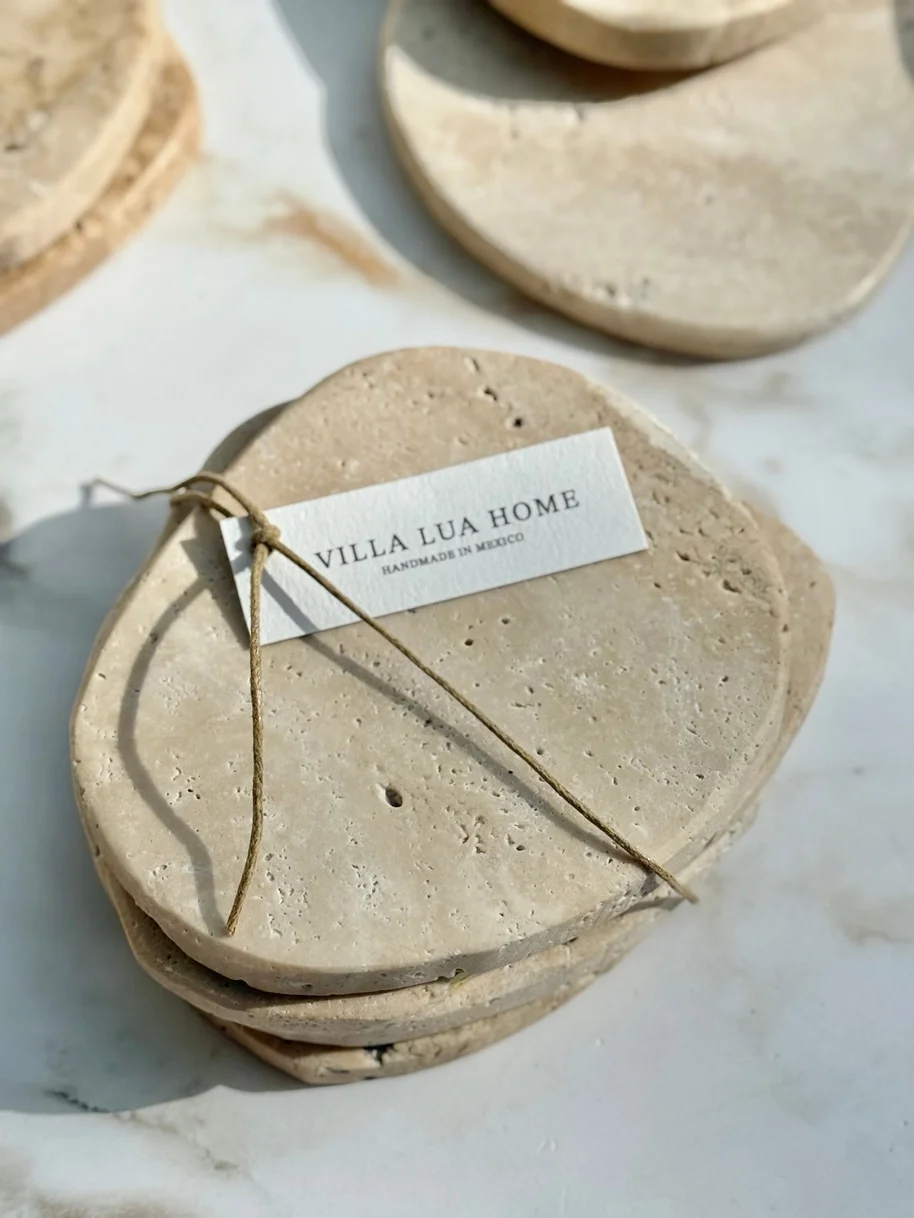 Villa Lua Home Beige Travertine Coaster Set of 4 02.webp