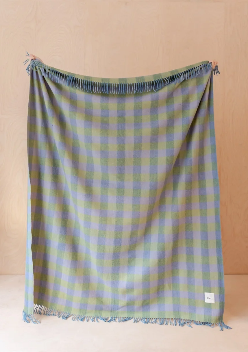TBCo Recycled Wool Blanket in Green Gingham 01.webp