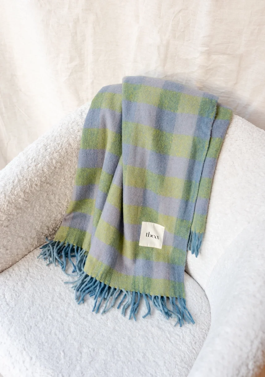 TBCo Recycled Wool Blanket in Green Gingham 02.webp