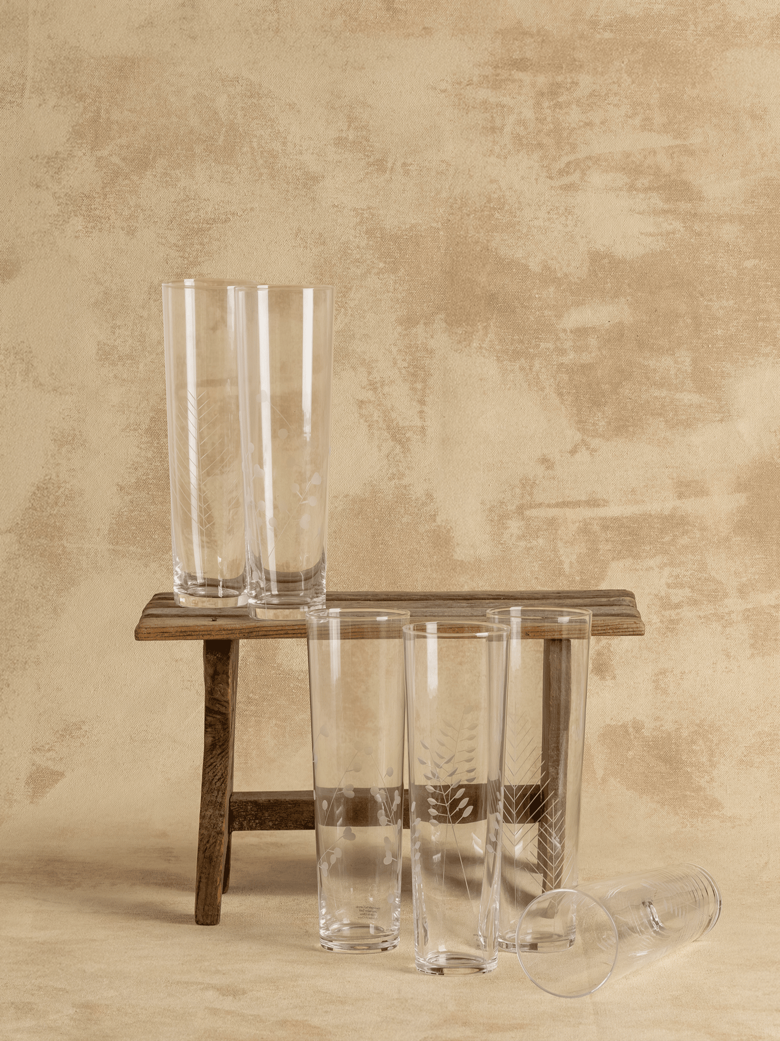 Botanical Etched Champagne Flutes (Set of 6)