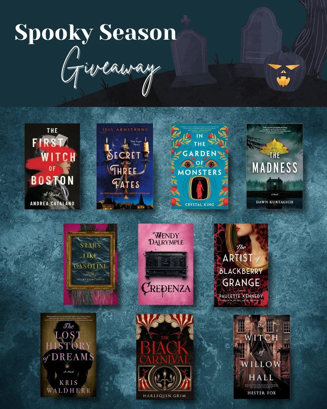 I'm hosting a massive, 10-book Giveaway in my September newsletter, which goes out this Thursday (9/25)

Subscribe (link in bio) before then to enter to win these 10 books by bestselling authors of gothic and horror fiction:

THE FIRST WITCH OF BOSTO